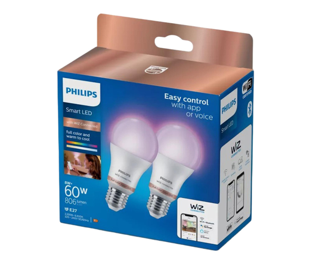 PHILIPS Smart Inteligentna Kolorowa Żarówka LED A60 E27 RGB x2 929002383641 - 1367371 - zdjęcie 2